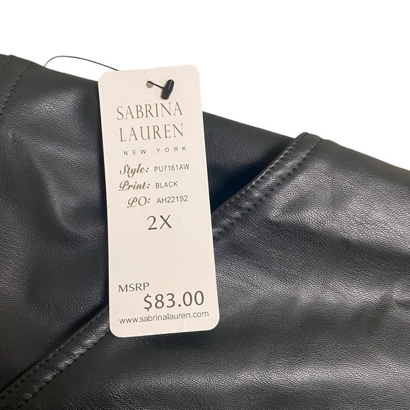 Sabrina Lauren Women Black Faux Leather Pants 2X Brand New With Tags Retail 89 - Picture 12 of 15